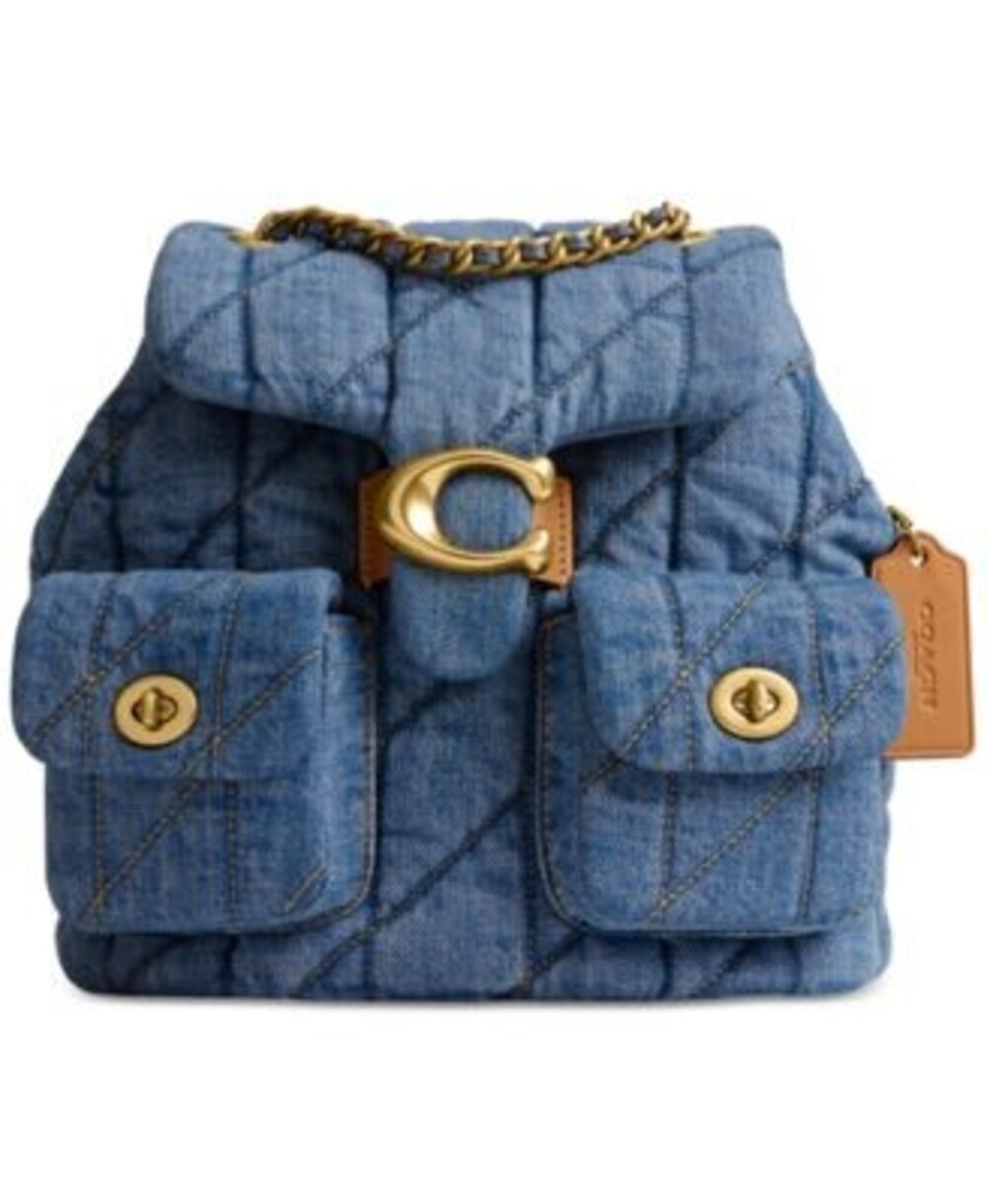 COACH Tabby Small Quilted Denim Back In Brass/Indigo